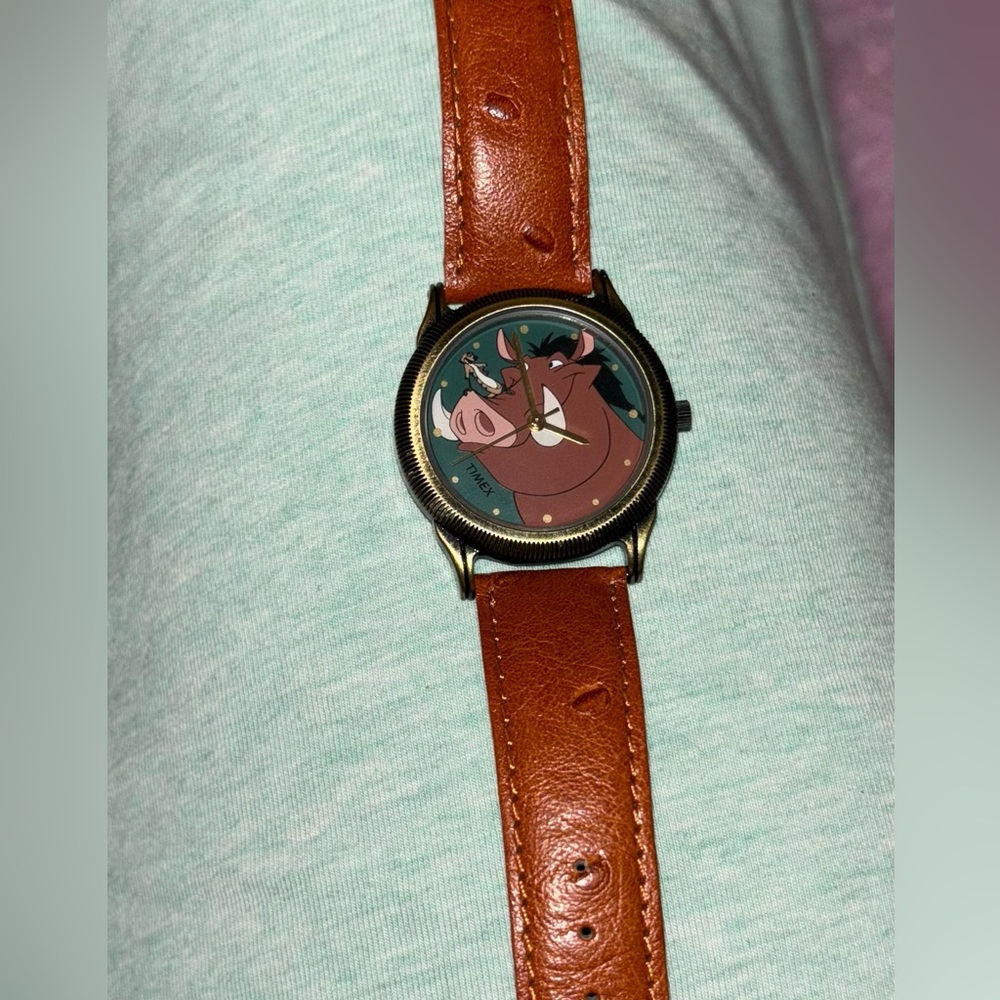 Vintage The Lion King Pumba Timon Disney Timex Watch Genuine  Leather Band